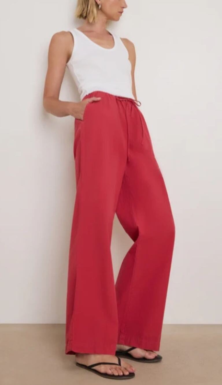 149 NWT Nation LA Lucia Poplin Pant | Heartbeat Red | Size Small